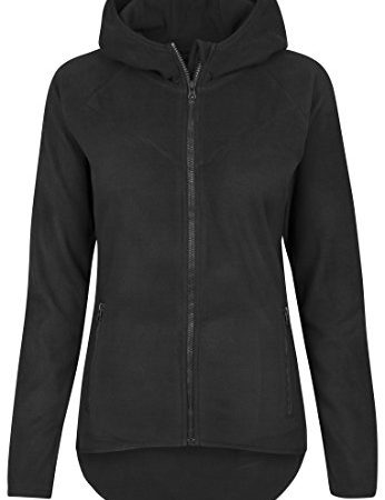 Urban Classics Felpa in Pile con Cappuccio e Cerniera, Nero (Black 7), L Donna