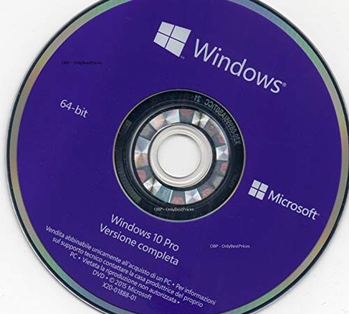 Windows 10 Pro DVD 64 Bit - Originale - Utile per Installare Ripristinare o Riparare il Sistema Operativo