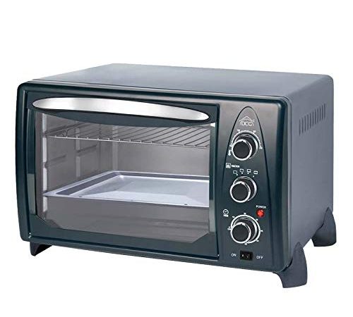 DCG Eltronic MB9824 N - Forno elettrico, termostato regolabile, ventilato, spia luminosa, 4 posizioni di calore, Nero/Grigio, 1380 W, 24 litri, 44 x 29 x 30 cm