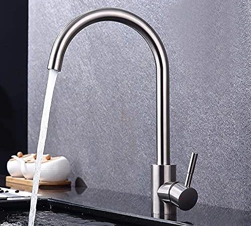 GAVAER Rubinetto per Cucina, Girevole a 360°Miscelatore Cucina e Fredda e Calda Regolabile Rubinetto, Rubinetti da cucina in acciaio inossidabile,Garanzia a Vita.