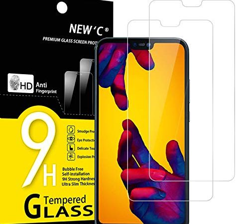 NEW'C 2 Pezzi, Vetro Temperato per Huawei P20 Lite, Nova 3e, Pellicola Prottetiva Anti Graffio, Anti-Impronte, Senza Bolle, Durezza 9H, 0,33mm Ultra Trasparente, Ultra Resistente
