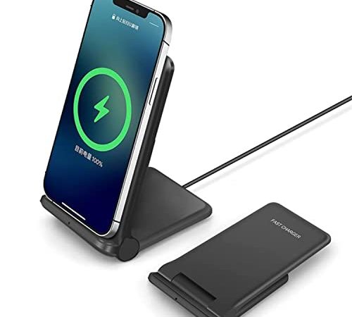 POWSAV Caricabatterie wireless, Caricatore Wireless pieghevole,15W Qi Certificato Ricarica Rapida Caricatore Senza Fili per iPhone 12 13 Pro XR X Samsung Galaxy S21 S20 Airpods Xiaomi Huawei ecc