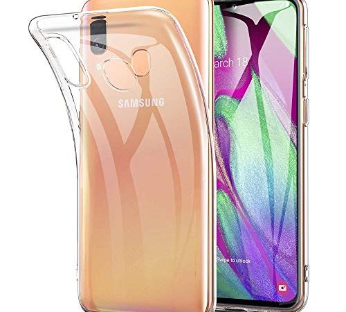 REY Cover in Gel TPU Trasparente per Samsung Galaxy A40, Ultra Sottile 0,33 mm, Morbido Flessibile, Custodia Silicone