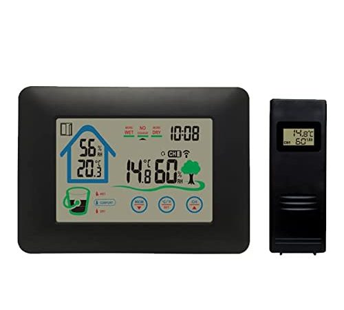 Stazione Meteorologica Wireless DENVER WS-520. Termometro igrometro digitale per la misurazione della temperatura e dell'umidità interna/esterna. Indicatore finestra aperta.