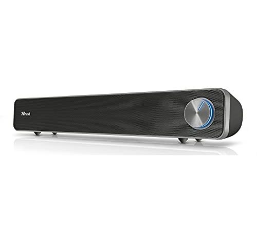 Trust Arys Soundbar PC, 12 W, Casse PC, Alimentazione USB, Jack 3,5 mm, Barra Audio, Altoparlanti per Computer, Portatile, TV, Tablet, Smartphone - Nero