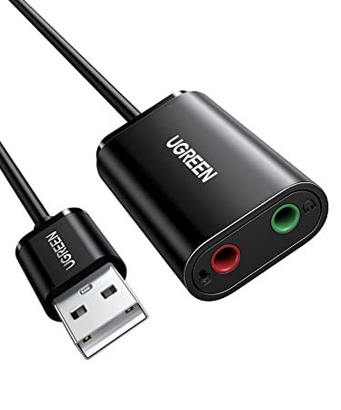 UGREEN Scheda Audio USB Esterna, Adattatore Audio USB a Jack da 3.5mm per Cuffie Microfono Stereo Casse, Compatibile con Windows, Mac OS, Linux, PS5, Plug And Play