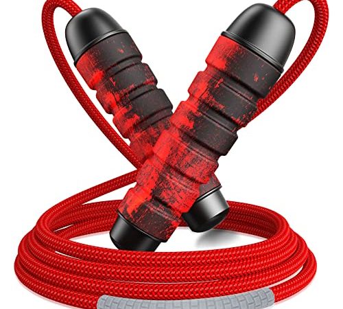 CIRYCASE Corda per Saltare, Resistente & Regolabile Jump Rope con Comoda Presa in Memory Foam per Adulti e Bambini, Senza Torsione con Cuscinetti a Sfera a 360°, Ideale per Cardio, Crossfit