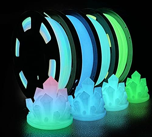 iSANMATE Filamento PLA 1.75 1KG, Stampante 3D PLA Filamento Glow In the Dark Bagliore Multicolore, Blu,Verde, Azzurro,Precisione ±0.03mm