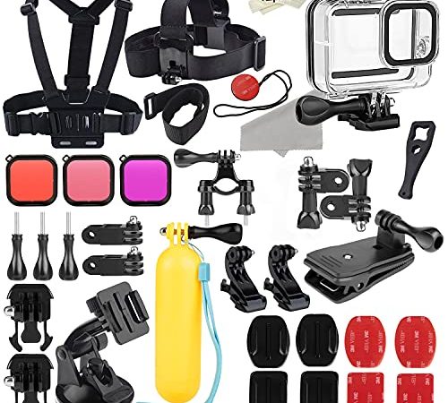 Kit accessori per GoPro Hero 8 Set di Accessori per Action Camera, Custodia Impermeabile +Filtri + Tracolla Pettorale+Supporto per Bicicletta+Impugnatura Galleggiante