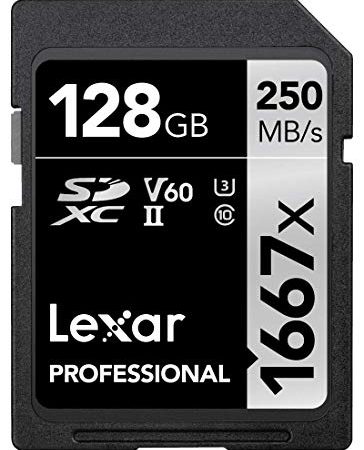 Lexar Professional 1667x Scheda SD 128 GB, Scheda di memoria SDXC UHS-II, Fino a 250 MB/s di lettura, per Fotografi Professionisti, Videografi, Appassionati (LSD128CB1667)