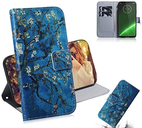 LICHONGGUI Custodia in Pelle Flip Orizzontale con Motivo Floreale Color Albicocca for Motorola Moto G7 / Moto G7 Plus, con Porta-Carte e Portafogli e Portafogli