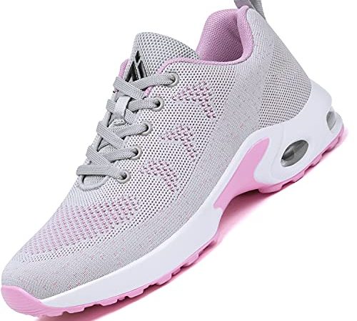 Mishansha Air Scarpe da Sportive Donna Antiscivolo Scarpa per Corsa Camminare Femmina Respirabile Casual Sneakers Grigio, Gr.39 EU