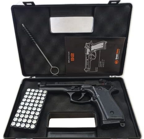 Pistola a Salve Beretta 92 Cal. 9 Compreso 50 Colpi e Valigetta Professionale in ABS con Schiuma Protettiva Versione Bruni 1a1 di Quella Originale