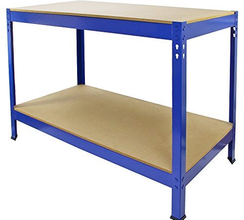 Q-Rax Banco da Lavoro e Fai-da-Te in Acciaio Super Resistente, per Garage e capannoni, Colore Blu