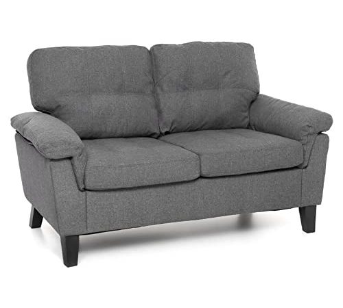 Totò Piccinni Divano Berlino in Tessuto 2 Posti Imbottito, con Braccioli, (L) 145x(P) 78x(A) 95 cm (Grigio)