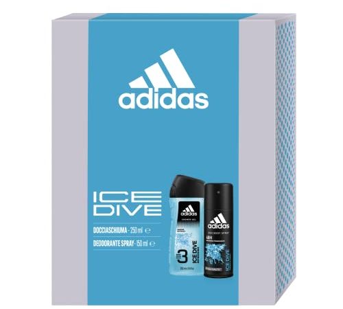 Adidas, Confezione Regalo Uomo Ice Dive, Deodorante Spray 150 ml e Gel Doccia Bagnoschiuma 3in1 250 ml