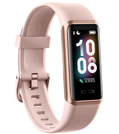 ASIAMENG Orologio Fitness Uomo Donna Alexa Integrata Saturimetro Contapassi Orologio Sportivo Cardiofrequenzimetro da Polso Smartband Conta Calorie Meteo Nuoto per Android iOS (Rosa)