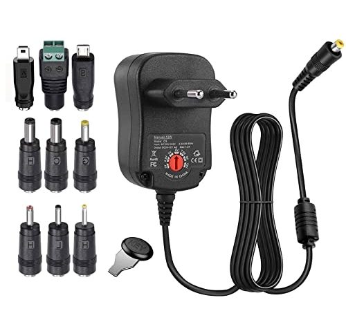 EasyULT 12W Adattatore di Alimentazione, Alimentatore Switching CA/CC Universale con 9 Spine, per 3V-12V Elettronica Domestica, 1000 mA Max (Nero)