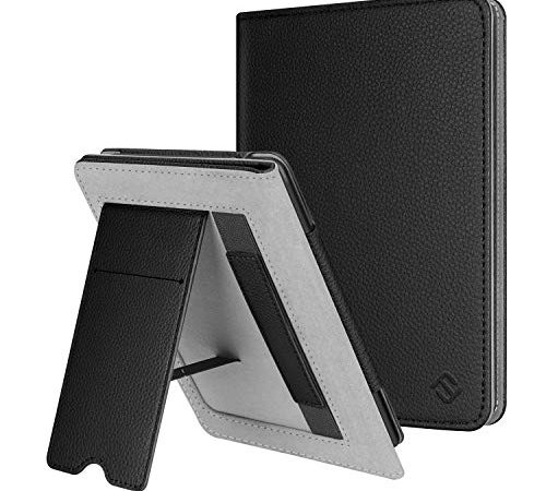 FINTIE Custodia per 6" Kindle Paperwhite (10ª Generazione 2018 & all Generazione 2012-2017) - Premium PU Stand Cover Protettiva Card Slot e Hand Strap con Funzione Auto Sveglia/Sonno, Nero