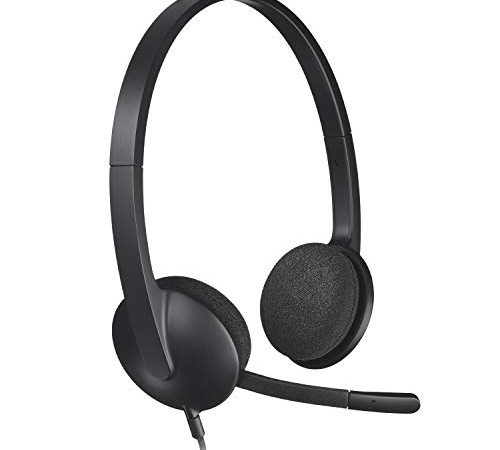 Logitech H340 Cuffie Cablate per Computer, Cuffie Stereo con Microfono e Audio Digitale, ‎Cancellazione Rumore, USB, PC/Mac/Laptop/Chromebook - Nero