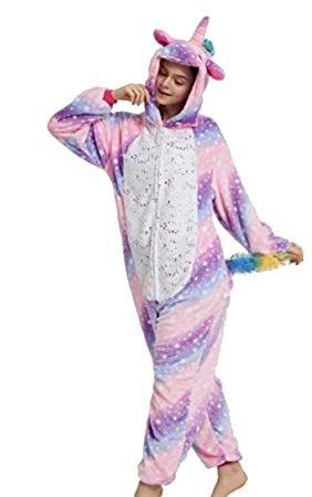 Pigiami Animali per Bambini, Tuta Mono Pezzo in Flanella, Comodo, Caldo e Morbido. (Unicorno mixto Rosa, 140)
