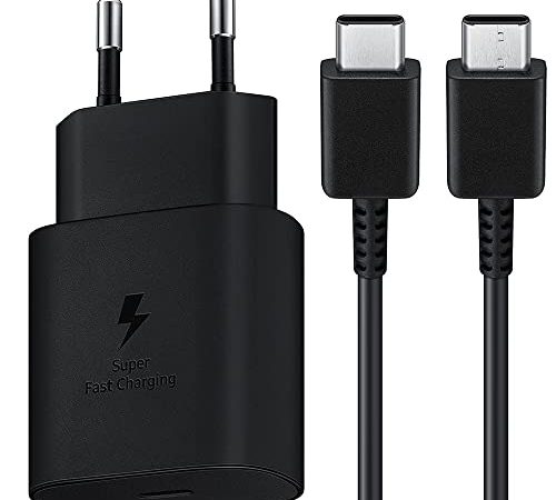 25W Samsung Caricatore Caricabatterie Rapido USB C e Cavo da USB C a USB C da 1.2 m Alimentatore Ricarica Rapida per Samsung S22/S22 PLUS/S22 ULTRA/S21 FE 5G/S21/S21 PLUS ULTRA/S20 PLUS Ultra/Note 20