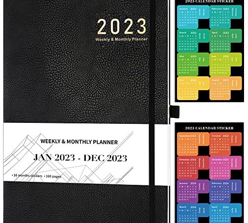 Artfan – Agenda 2020, formato A4, copertina in pelle, visualizzazione settimanale, passante per penna, carta spessa, tasca interna, 210 x 297 mm, colore: nero