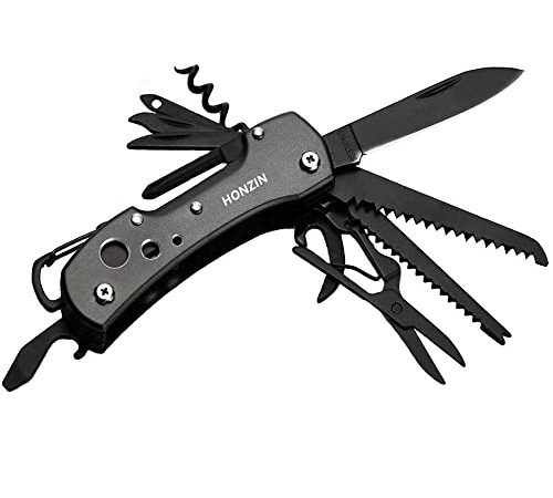 HONZIN Coltellino Tascabile Multifunzione Swiss Style - per l'uso Quotidiano Inclusa la Pesca di Sopravvivenza all'aperto
