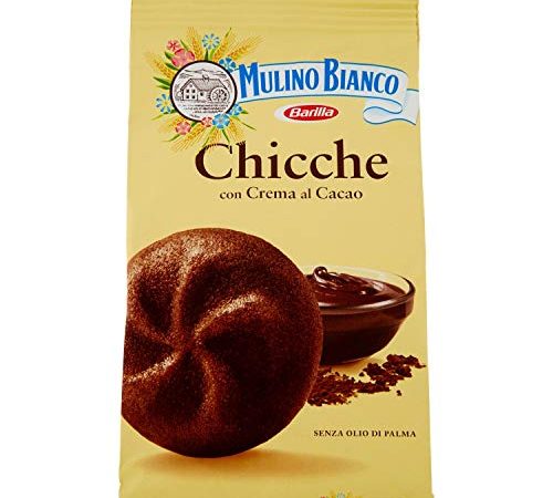 Mulino Bianco Biscotti Frollini Chicche con Crema al Cacao, Colazione Ricca di Gusto, 200 gr