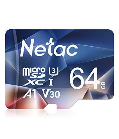 Netac 64 GB Scheda Micro SD, Scheda di Memoria A1, U3, C10, V30, 4K, 667X, UHS-I Velocità fino a 100/30 MB/sec(R/W) Micro SD Card per Telefono, Videocamera, Switch, Gopro, Tablet