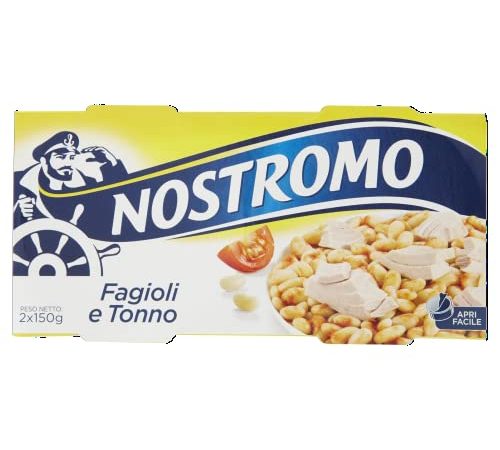 Nostromo - Tonno con Contorno di Fagioli, Piatto Completo e Pronto da Gustare, Apertura Facile, 2 Lattine da 150 gr