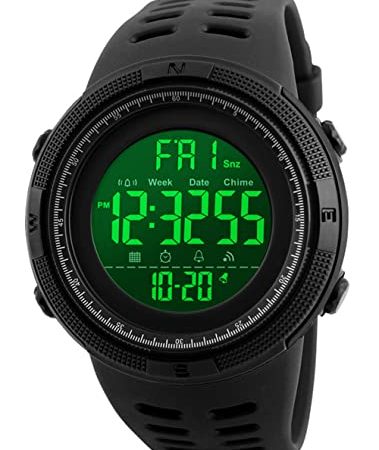 Orologi da polso da uomo - 50M impermeabili digitale Orologi sportivi da uomo militare orologio con quadrante nero LED con sveglia/il conto alla rovescia/cronometro / 12 / 24H per uomo