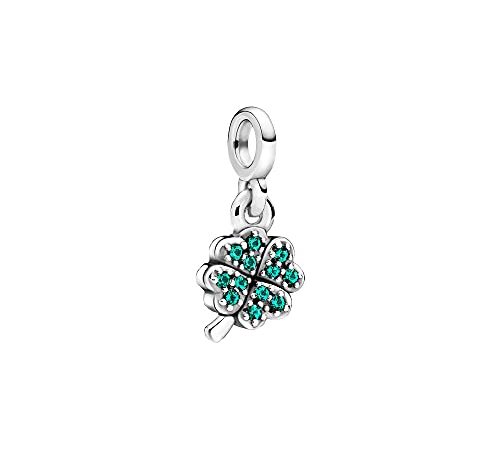 Pandora Me 798974C01 - Mini dangle con quadrifoglio, in argento Sterling con gemme verdi, 2,6 x 7,6 x 6,2 mm (larghezza x altezza x profondità), misura unica, Argento sterling, Nessun altro materiale