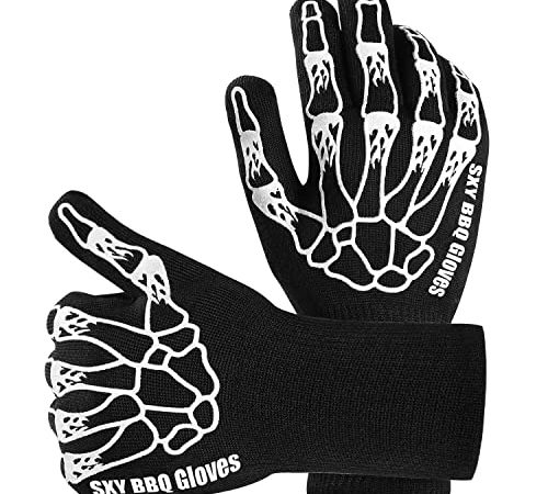 SENXINGYAN Guanti da Barbecue,Guanti da Forno Resistenti al Calore Fino a 800 ° C, Protezione 360°Camino, Guanti Ignifughi per Griglia, Pizza, Camino, Cottura al Forno, Cucina