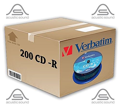 200 CD -R VERGINI VUOTI 100% VERBATIM 52X 700MB PER AUDIO DATI EXTRA PROTECTION