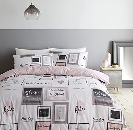 Catherine Lansfield Sleep Dreams - Set copripiumino singolo, facile da pulire, colore: Fard