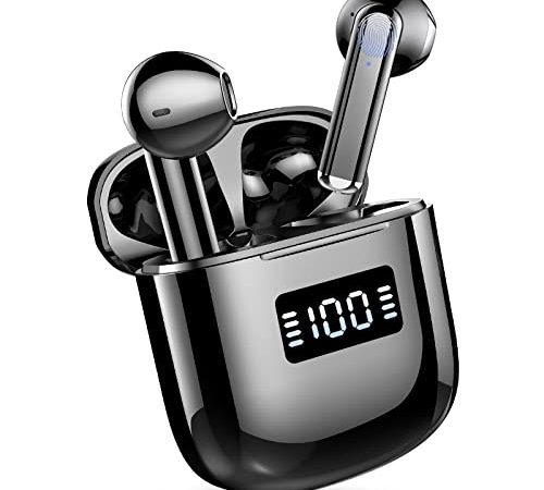 Cuffie Bluetooth, 2022 Auricolari Bluetooth 5.3, Cuffie Wireless In Ear con 4 Microfono Chiamate Stereo HiFi, Cuffiette Bluetooth con LED Display, USB-C, 25 Ore Auricolari Senza Fili per Android iOS