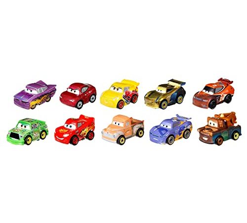 Disney GKG08, Pixar Cars Mini Racers, Pacco da 10 macchinine assortite, Per bambini 3+ anni