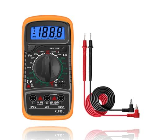 LAZY SPORTS Multimetro digitale - Voltmetro con doppio fusibile - Multimetro portatile con display LCD Tensione in AC/DC/DC, Resistenza, Continuità, Frequenza Ecc (XL830L)