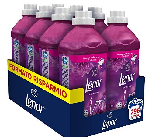 Lenor Ammorbidente Lavatrice Concentrato, 296 Lavaggi (8 x 37), Ametista, Maxi Formato, Profuma Ogni Notte fino a una Settimana