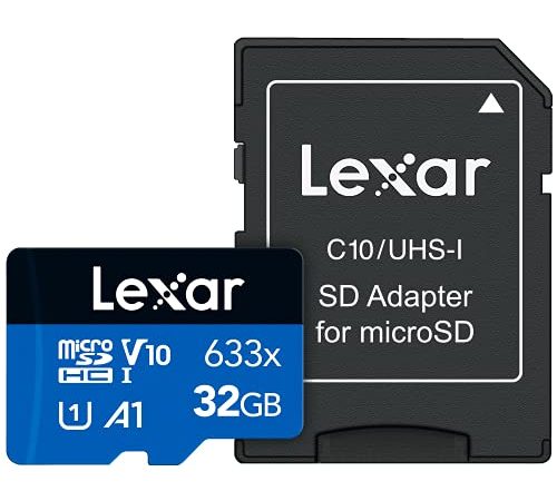 Lexar Professional 633x Scheda Micro SD 32 GB, Scheda di Memoria microSDHC UHSI con Adattatore SD, Fino a 100 MB/s in lettura, Scheda TF per Smartphone, Tablet e Action Cam (LSDMI32GBBEU633A)