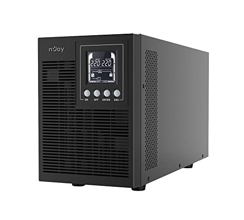 nJoy Echo 3000VA PRO Gruppo di Continuità On-Line Doppia Conversione UPS, 2400 Watt, Onda Sinusoidale Pura, Display LCD, 4 Uscite Schuko, RS232, HID USB, EPO, SNMP, 6 Batterie, (HxWxD 342x196x416 mm)