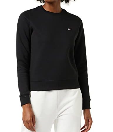Tommy Jeans TJW Regular Fleece C Neck, Maglione, Donna, M, Nero (Black)