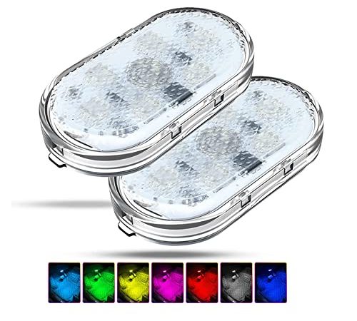 2 Pezzi Luci Led Interne Per RGB Auto, Luce Touch a Led 7 Colori Regolabile Ricaricabile Usb Led Auto Senza Fili Accessori Per Auto Illuminazione Ambientale Interna