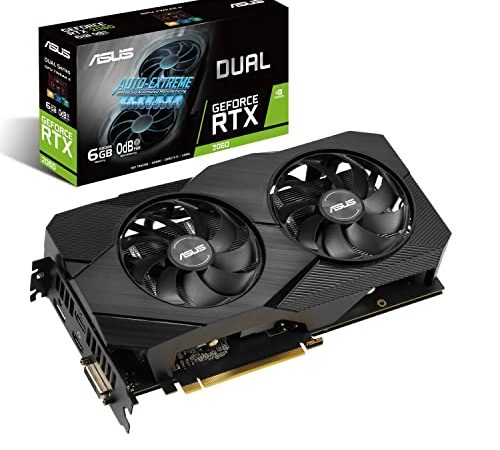 ASUS Dual GeForce RTX 2060 EVO Scheda Grafica, 6 GB GDDR6, PCIe 3.0, 2 HDMI 2.0b, 1 DisplayPort 1.4, OpenGL 4.6, DirectX 12, Due Ventole Axial-Tech, PSU Consigliata 500W, GPU Tweak II, Nero