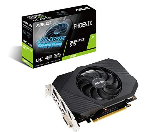 ASUS Phoenix GeForce GTX 1650 OC Edition Scheda Grafica, 4 GB GDDR6, PCIe 3.0, HDMI, DisplayPort, Resistente Alla Polvere IPX5, Ventola Con Doppi Cuscinetti a Sfera e Design Axial-Tech, Nero
