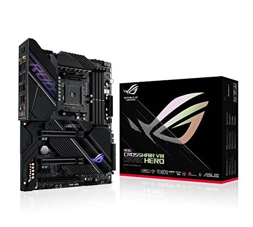 ASUS ROG CROSSHAIR VIII DARK HERO, Scheda madre Gaming AMD X570 ATX con PCIe 4.0, 16 fasi di alimentazione, OptiMem III, Wi-Fi 6 (802.11ax), LAN da 2,5 Gbps, USB 3.2, SATA, M.2, Aura Sync RGB