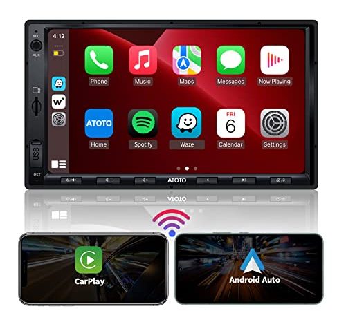 ATOTO F7 WE 7 Pollici Autoradio 2 DIN, CarPlay senza fili e Android Auto senza fili, schermo tattile Stereo Auto con Bluetooth, Mirror Link, Vista posteriore in diretta, Ricarica rapida, F7G2A7WE