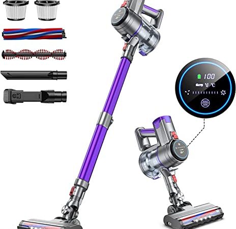 Buture Aspirapolvere Senza Fili, 400W 33Kpa Scopa Elettrica Senza Fili Potente con Touch Screen LCD, Autonomia 55 Min, 4 in 1 Aspirapolvere Senza Fili Potente