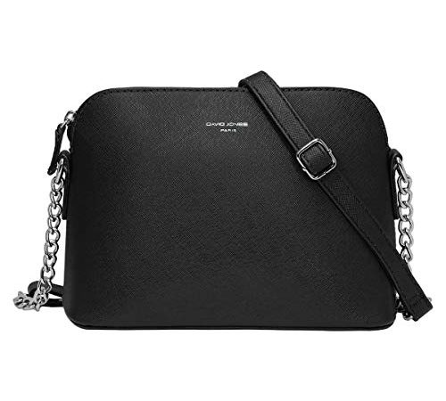 David Jones Piccola Borsa a Tracolla Spalla Donna Catena Borsa Mano PU Pelle Messenger Crossbody Bag Clutch Borsetta Sera Pochette Elegante Shopping Viaggio Sacchetto Borsello 22x17x10 cm Nero